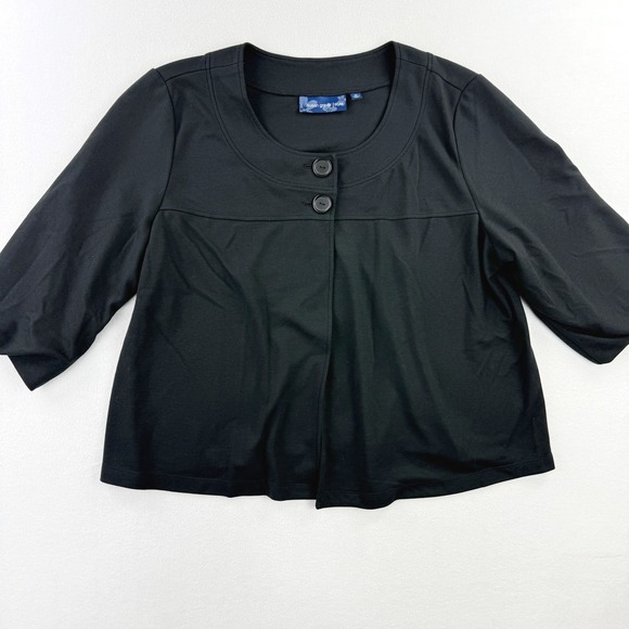 SUSAN GRAVER STYLE Womens Shrug Cardigan Size 2X Black Minimalist Style - Picture 1 of 7
